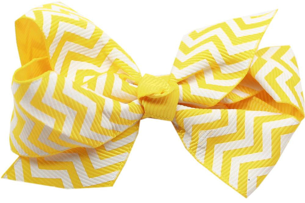 Hair Bow Chevron Alligator Clip Yellow