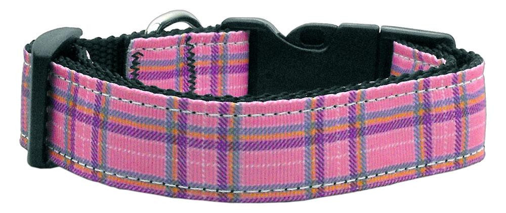 Plaid Nylon Collar Pink Large