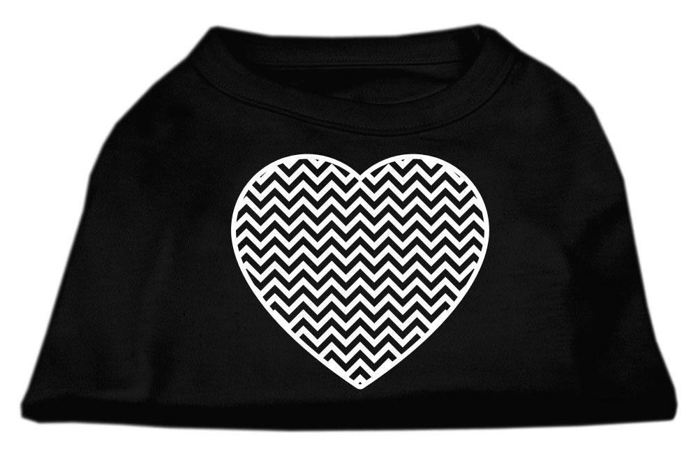 Chevron Heart Screen Print Dog Shirt Black Sm (10)