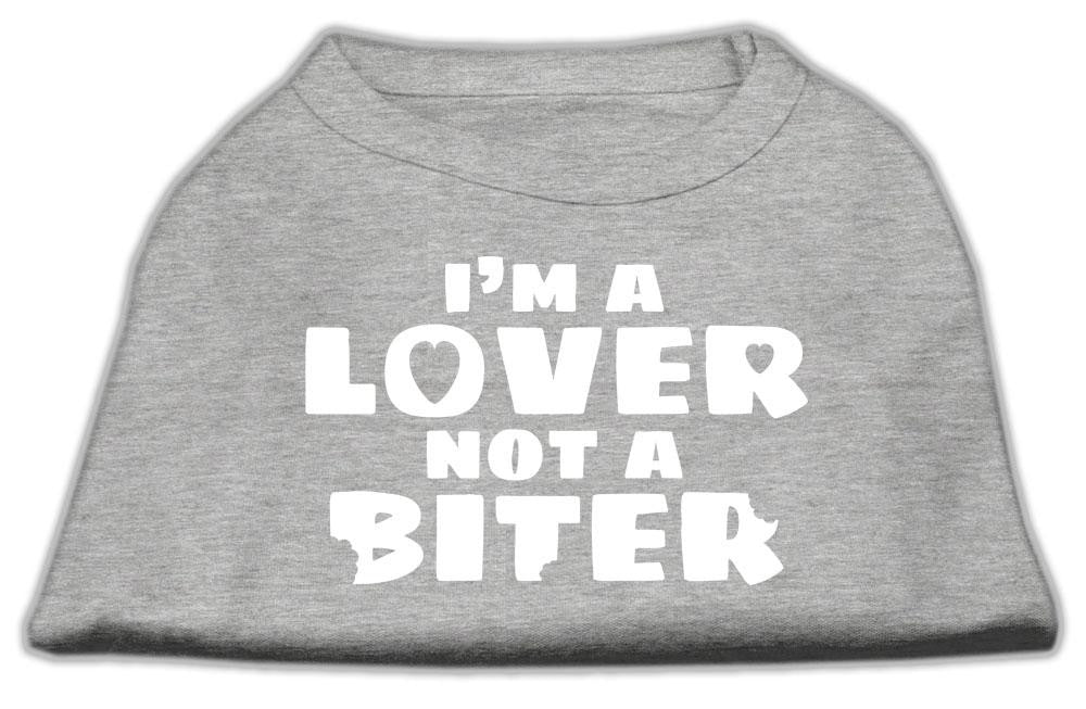 I'm a Lover not a Biter Screen Printed Dog Shirt Grey Med (12)