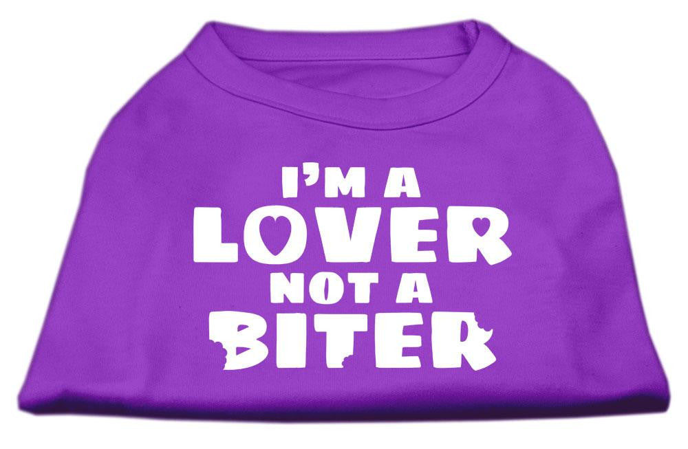 I'm a Lover not a Biter Screen Printed Dog Shirt Purple Med (12)