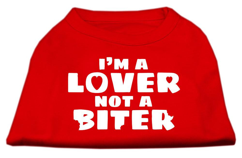 I'm a Lover not a Biter Screen Printed Dog Shirt Red Sm (10)