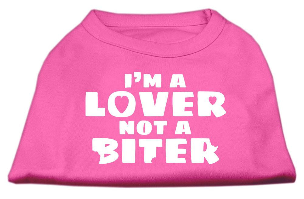 I'm a Lover not a Biter Screen Printed Dog Shirt Bright Pink XXL (18)