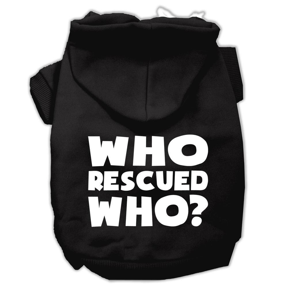 Who Rescued Who Screen Print Pet Hoodies Black Size Lg (14)