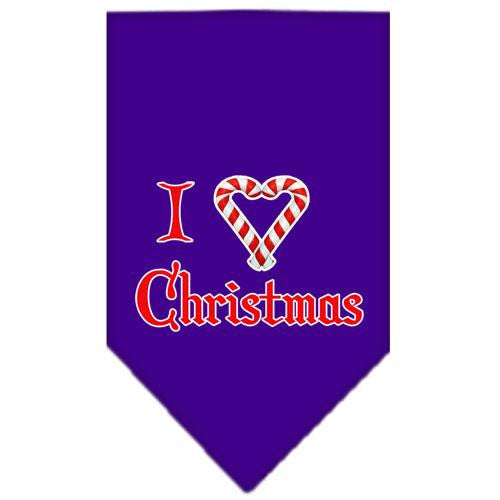 Heart Christmas Screen Print Bandana Purple Small