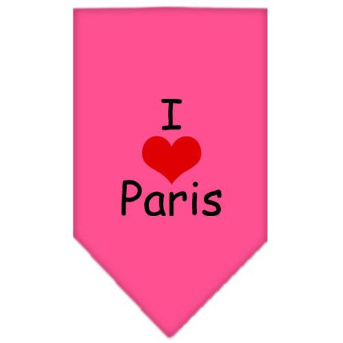 I Heart Paris Screen Print Bandana Bright Pink Large