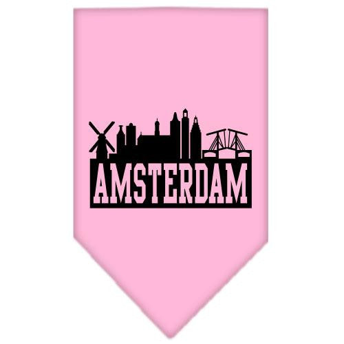 Amsterdam Skyline Screen Print Bandana Light Pink Small