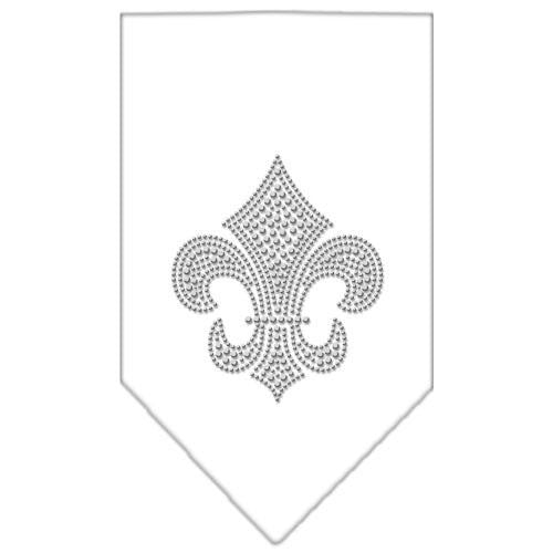 Fleur De Lis Rhinestone Bandana White Large