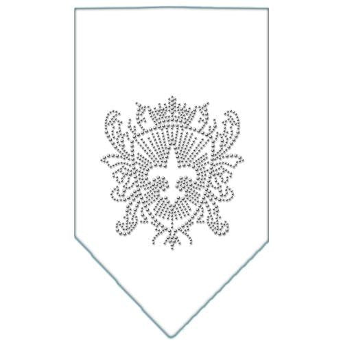 Fleur De Lis Shield Rhinestone Bandana White Large