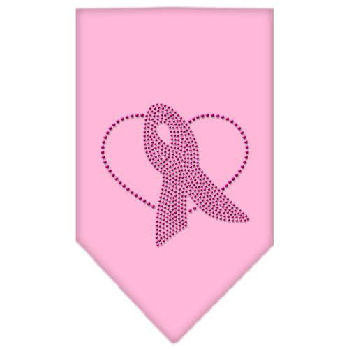 Pink Ribbon Rhinestone Bandana Light Pink Large