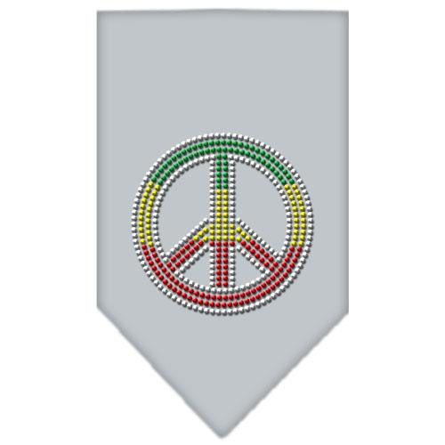 Rasta Peace Rhinestone Bandana Grey Large