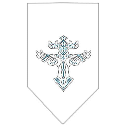 Warriors Cross Rhinestone Bandana White Small