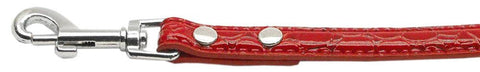 3-8" (10mm) Faux Croc Two Tier Collars Red 1-2" Leash