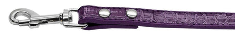 3-8" (10mm) Faux Croc Two Tier Collars Purple 3-4" Leash