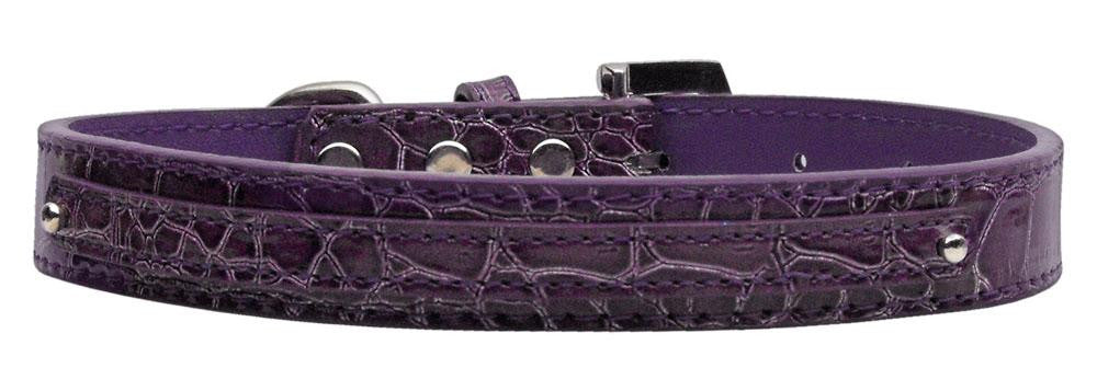 3-8" (10mm) Faux Croc Two Tier Collars Purple Large