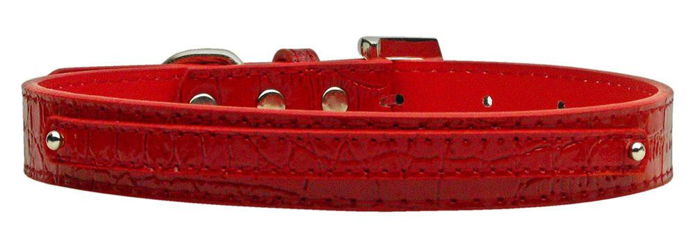 3-8" (10mm) Faux Croc Two Tier Collars Red Large