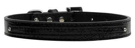 3-8" (10mm) Faux Croc Two Tier Collars Black Medium