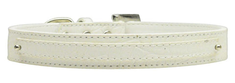 3-8" (10mm) Faux Croc Two Tier Collars White Medium