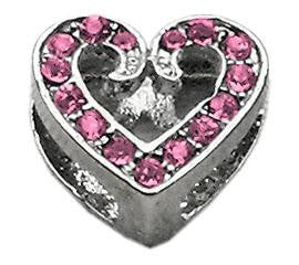 3-8" Slider Scripty Heart Charm Pink 3-8"