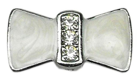 3-8" Enamel Bow Charm White 3-8" (10mm)