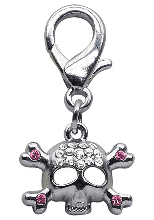 Lobster Claw Skull Charm  Pink