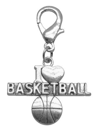 Chrome Lobster Claw Charm I Heart Basketball