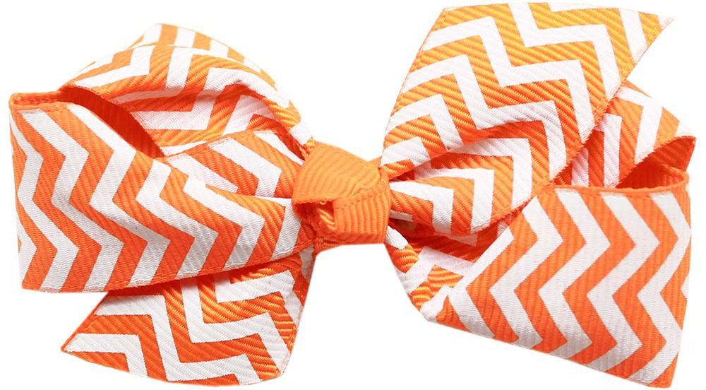 Hair Bow Chevron Alligator Clip Orange