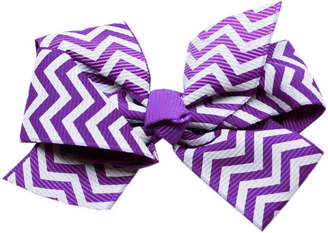 Hair Bow Chevron Alligator Clip Purple