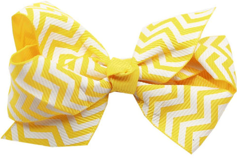 Hair Bow Chevron Alligator Clip Yellow