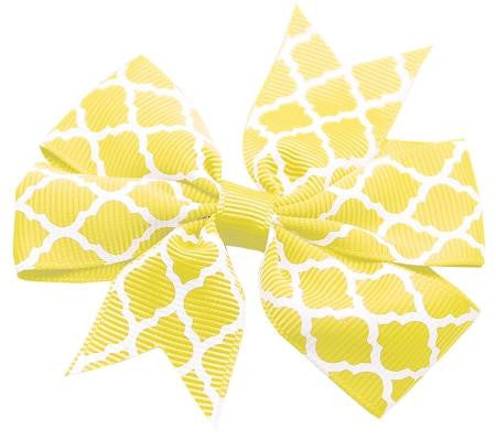 Hair Bow Quatrefoil French Barrette Yellow