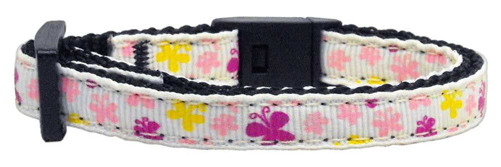 Butterfly Nylon Ribbon Collar White Cat Safety