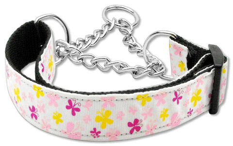 Butterfly Nylon Ribbon Collar Martingale White Medium