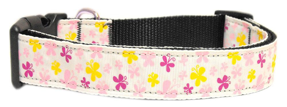 Butterfly Nylon Ribbon Collar White XS