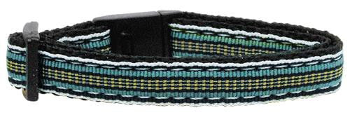 Preppy Stripes Nylon Ribbon Collars Light Blue-Khaki Cat Safety