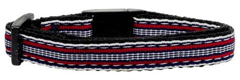 Preppy Stripes Nylon Ribbon Collars Red-White Cat Safety