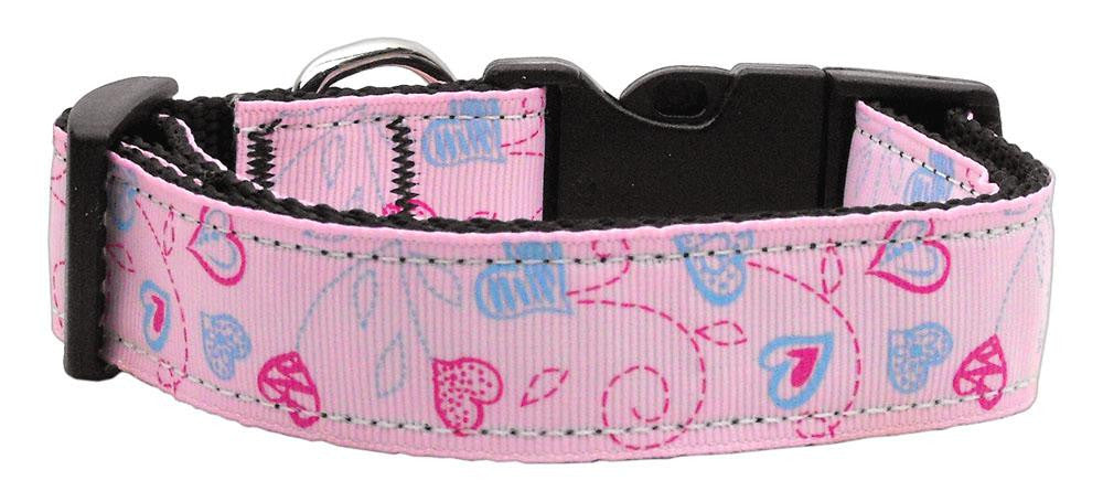 Crazy Hearts Nylon Collars Light Pink Medium