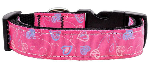 Crazy Hearts Nylon Collars Bright Pink XS