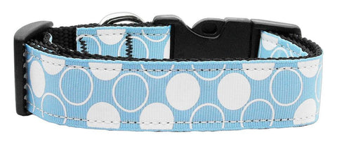 Diagonal Dots Nylon Collar  Baby Blue Medium