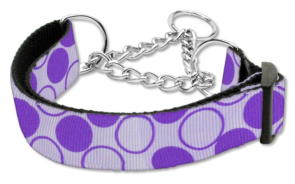 Diagonal Dots Nylon Collar Martingale Lavender Medium