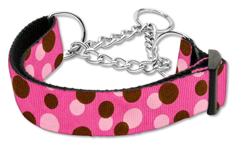 Confetti Dots Nylon Collar Martingale Bright Pink Large