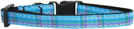 Plaid Nylon Collar  Blue Cat Safety