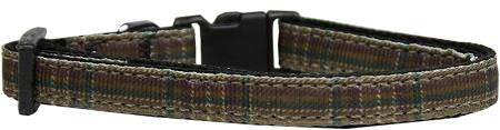 Plaid Nylon Collar  Brown Cat Safety