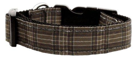 Plaid Nylon Collar  Brown Medium