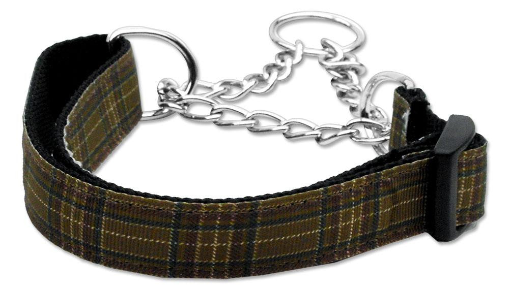 Plaid Nylon Collar  Martingale Brown Large