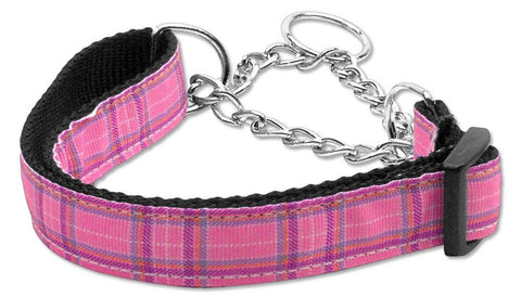 Plaid Nylon Collar  Martingale Pink Large