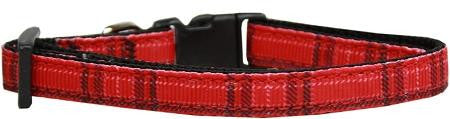 Plaid Nylon Collar  Red XS