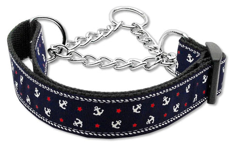 Anchors Nylon Ribbon Collar Martingale Blue Medium