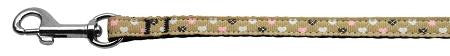 Argyle Hearts Nylon Ribbon Leash Tan 3-8 inch wide 4ft Long