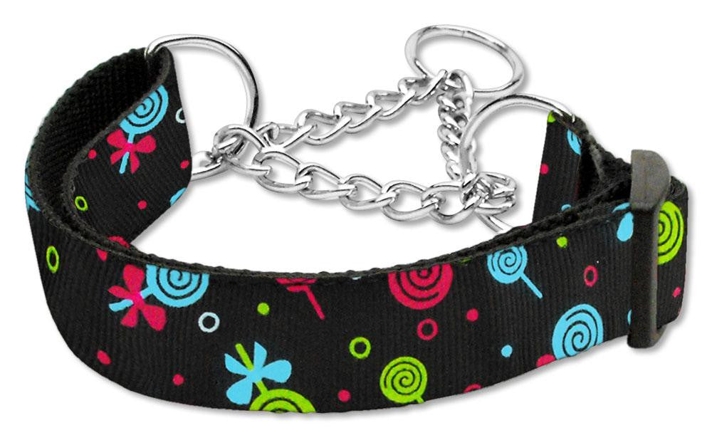 Lollipops Nylon Ribbon Collar Martingale Large Black