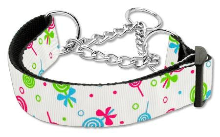 Lollipops Nylon Ribbon Collar Martingale Medium White